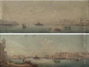 View Of Valetta From Senglea (+ The Great Harbour, Valetta; Pair) by Luigi Maria Galea