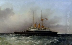 The H.m.s. Anson In The Mediterranean by Luigi Maria Galea