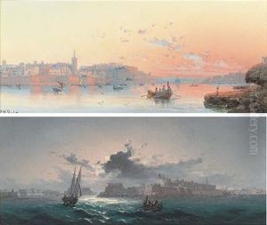 Vessels At Valetta, Dusk (+ Rowing Out From Valetta By Night; Pair) Vessels At Valetta, Dusk (+ Rowing Out From Valetta By Night; Pair)