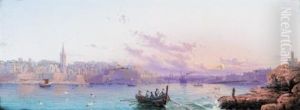 View Of The Grand Harbour At Valetta, Malta (+ Another; Pair) by Luigi Maria Galea