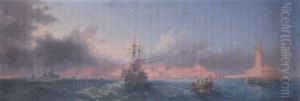Warships Steaming Out Of The Grand Harbour, Valletta, Malta