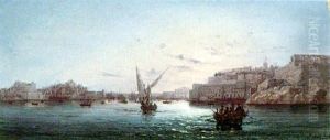 Moonlight In The Grand Harbour, Valletta by Luigi Maria Galea
