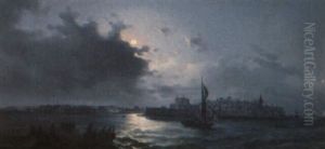 A View Of Malta By Night by Luigi Maria Galea