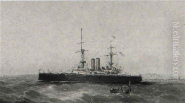 A British Naval Vessel And Other Shipping Off Valletta - view 1