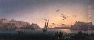 Shipping Off Valletta At Sunset