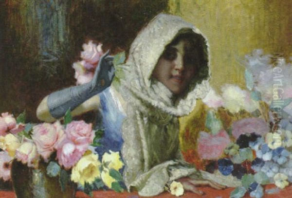 Sydlandsk Kvinna Med Blommor - view 1