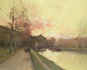 Canal Au Soleil Couchant by Eugene Galien-Laloue