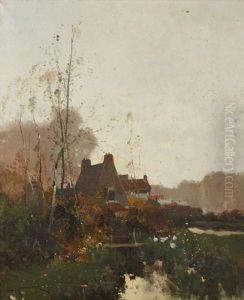 La Maison Au Bord De L'eau by Eugene Galien-Laloue
