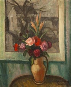 Blumenstraus In Einem Krug by Marie Galimberti-Provazkova