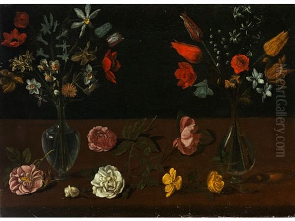 Stillleben Mit Zwei Blumenvasen - view 1