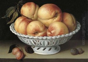 Peaches In A Pierced White Faience Basket thumbnail