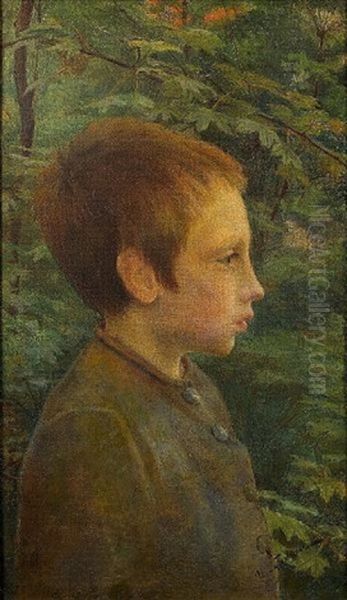 Young Boy In The Woods - view 1