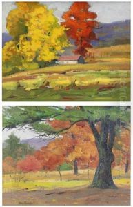 Pair Of Oil On Canvas Landscapes by Sears Gallagher