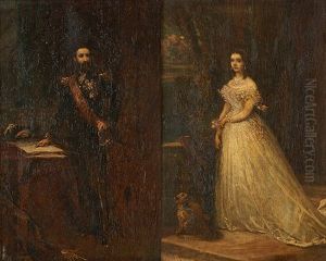 Esquisse Des Portraits De Ses Majestes Le Roi Et La Reine Des Belges Leopold Ii Et Marie-henriette (2 Works)