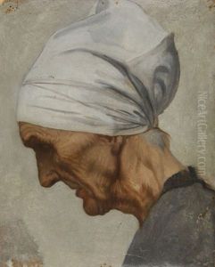 Tete D'apres Nature, Femme Agee (study) by Pierre-Victor Galland