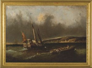 Off The Breton Coast by Paul Charles Emmanuel Gallard-Lepinay