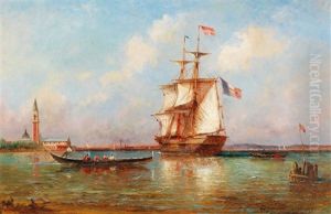 Sail Boats In The Venetian Lagoon by Paul Charles Emmanuel Gallard-Lepinay