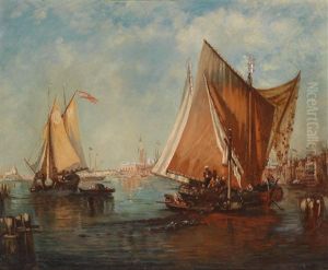 Segelschiffe In Der Venezianischen Lagune