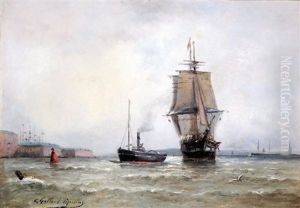 Sortie De Port Au Havre by Paul Charles Emmanuel Gallard-Lepinay