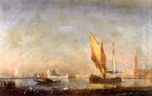 Venetian Harbor Scene by Paul Charles Emmanuel Gallard-Lepinay