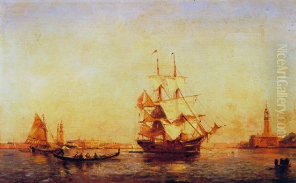 Voilier Et Gondola A L'entree A Venise - view 1