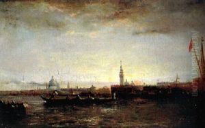 Les Gondeliers A Venice by Paul Charles Emmanuel Gallard-Lepinay