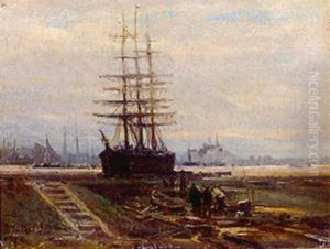 A Three-master In A Harbor