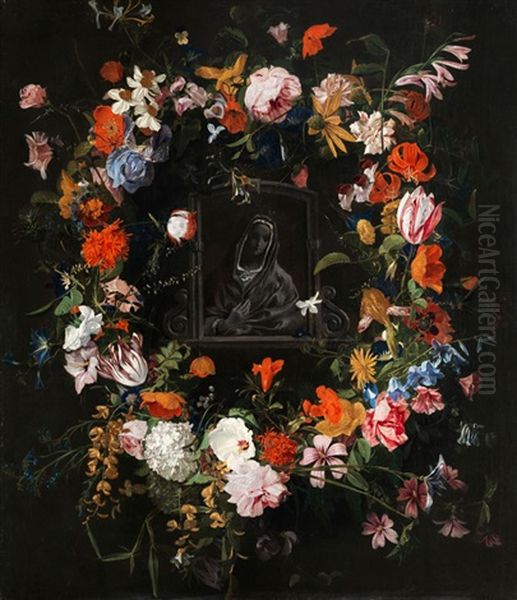 Madonnenbild Im Blumenkranz - view 1