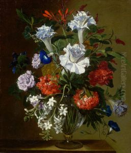 Still Life Of Flowers With Carnations, Peonies And Lilies by Hieronymus Galle I