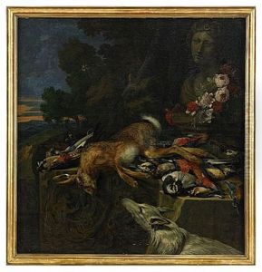 Stilleben Med Hund, Hare Och Faglar