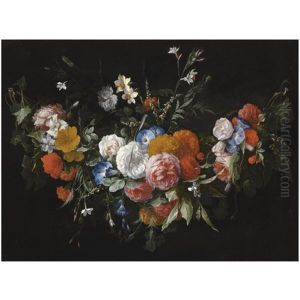 A Swag Of Flowers, Including Roses And Morning Glory