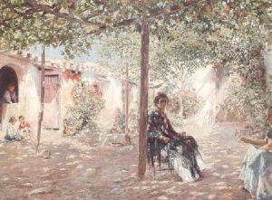In The Courtyard by Jose Gallegos Y Arnosa