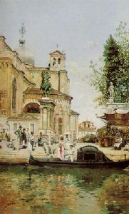 The Church Of S. Giovanni E. Paolo And The Colleoni Equestrian Monument, Venice by Jose Gallegos Y Arnosa