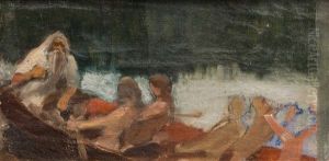 A Sketch To Vainamoinen's Voyage (summer Night) by Akseli Valdemar Gallen-Kallela