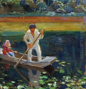 In A Rowing Boat by Akseli Valdemar Gallen-Kallela