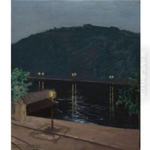 Oinen Donau Joki (night Lights Reflecting Off The Danube, Budapest) by Akseli Valdemar Gallen-Kallela