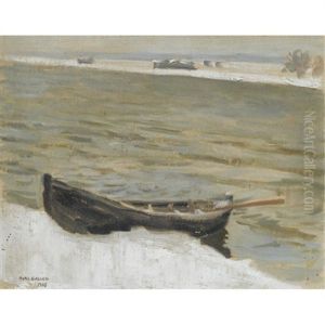 Vene Rannassa (boat Moored On A River Bank) by Akseli Valdemar Gallen-Kallela