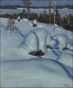 Lumimaisema Kuutamossa by Akseli Valdemar Gallen-Kallela