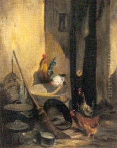 Scene De Basse-cour by Louis Jacques Gallet