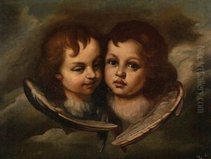 Deux Anges Dans Des Nuees by Giacomo (Lo Spadarino) Galli