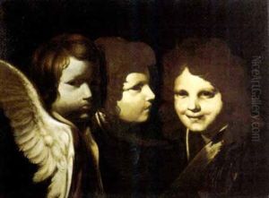 Tre Teste Di Cherubini by Giacomo (Lo Spadarino) Galli