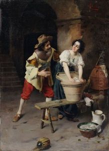 Galante Szene Bei Der Wascherin