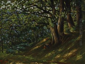 Paesaggio Boschivo Con Figure by Riccardo Galli