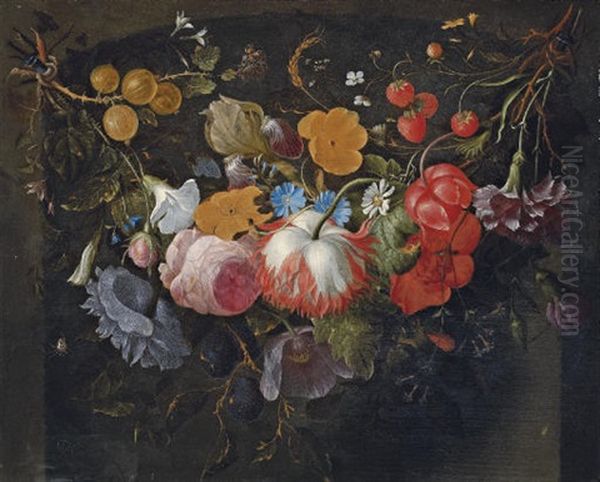 A Swag Of Flowers Hanging In A Niche - view 1