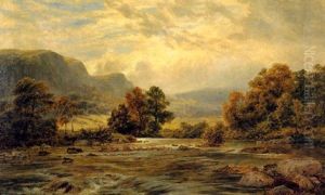 A Mountainous Landscape With Figures by Robert Gallon