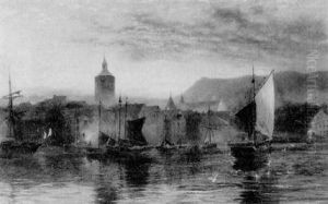 The Harbour At Bergen, Norway by Robert Gallon