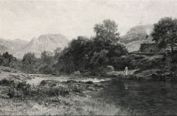 Mother And Child On The River Lledr - view 1