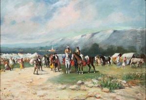Gypsy Encampment In The Foothills by Baldomero Galofre Y Gimenez