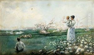 Paisaje Pastoril En Primavera by Baldomero Galofre Y Gimenez