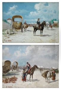 Mercado En El Camino (pair) by Baldomero Galofre Y Gimenez